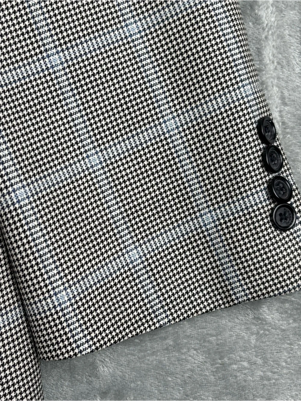Burberry London Blazer Men 41R Gray Houndstooth Plaid Kensington Sport Coat Wool